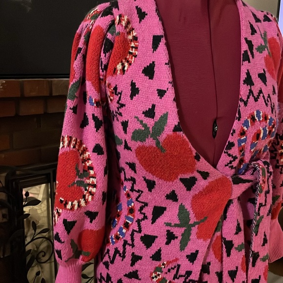 Farm Rio Snake Fruit sweater belted dress - Picture 6 of 12